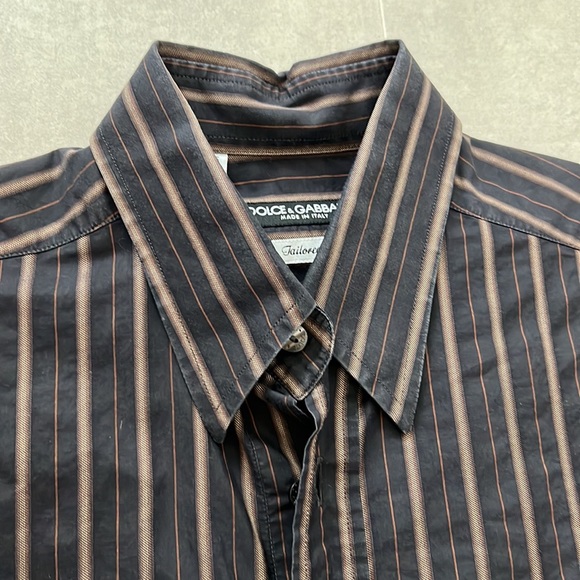 Dolce & Gabbana men tailored fit button down shirt neck 15 stripe print - Picture 4 of 7